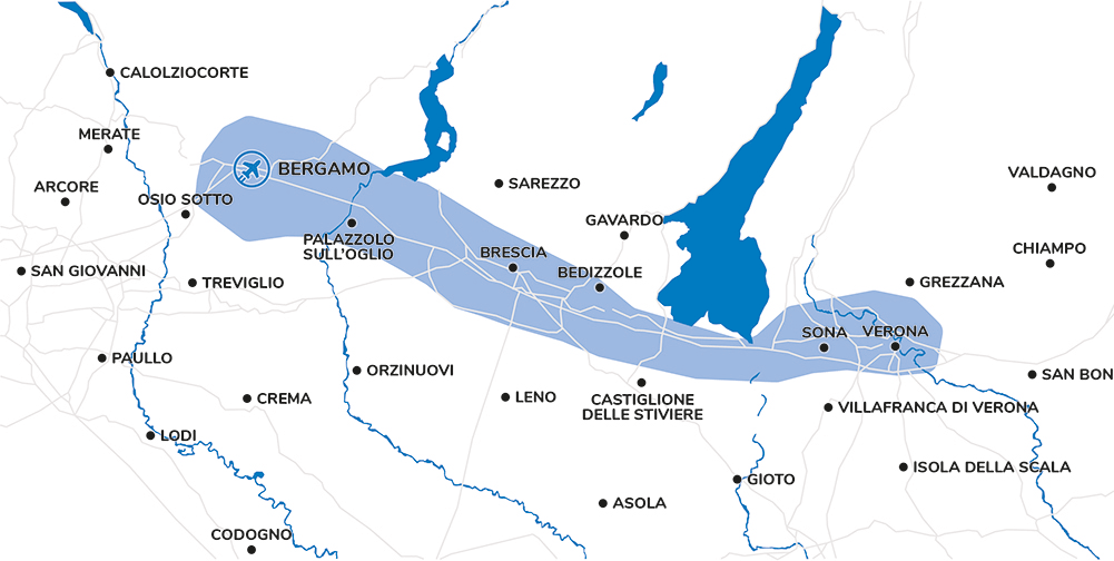 zone taxi brescia et Vérone de et vers l'aéroport de Bergame Orio al Serio