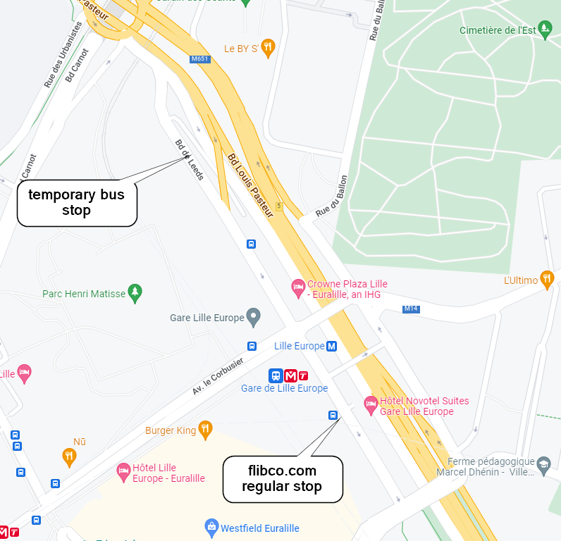Mudança de paragem temporária em Lille - mapa